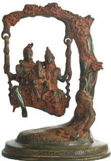 Shiva Swings with Parvati and Ganesha   Brass Sculpture   Statues