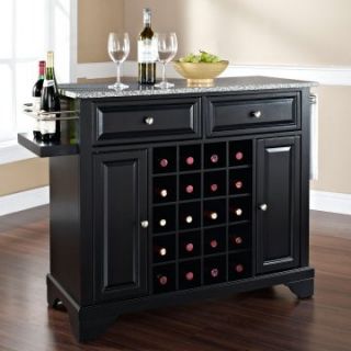 Crosley Lafayette Solid Pepper Granite Top Wine Island with Extended Corner Feet   Kitchen Islands and Carts