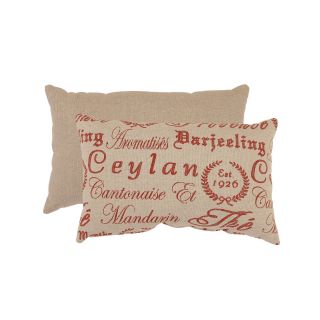 Linen and Red Teahouse French Rectangular Throw Pillow   Decorative Pillows