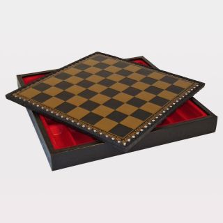 Black & Gold Pressed Leather Chess Cabinet   Chess Boards