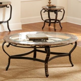 Steve Silver Gallinari Oval Marble and Glass Top Coffee Table   Coffee Tables