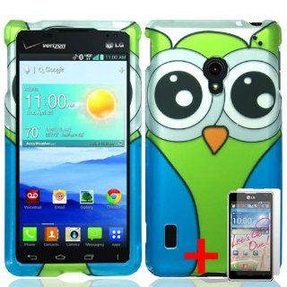 LG LUCID 2 VS870 GREEN BLUE OWL COVER SNAP ON HARD CASE + SCREEN PROTECTOR from [ACCESSORY ARENA] Cell Phones & Accessories