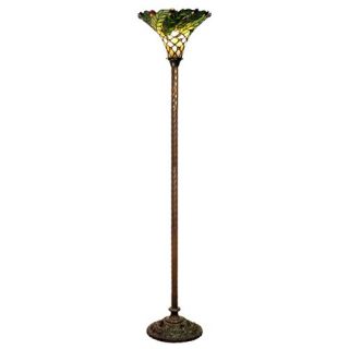 Warehouse of Tiffany 3742#+BB75B Tiffany Style Green Leafy Torchiere Floor Lamp   Tiffany Floor Lamps