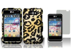 Cheetah Faceplate Hard Shell Protector Cover Phone Case Accessory + Screen Protector For LG Motion 4G MS770 P870 Cell Phones & Accessories