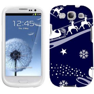 Samsung Galaxy S3 Santa and Reindeer on Blue Pattern Phone Case Cell Phones & Accessories