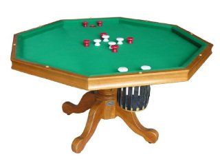 3 in 1 Game Table   Octagon 48" Bumper Pool, Poker & Dining in Oak By Berner Billiards Sports & Outdoors