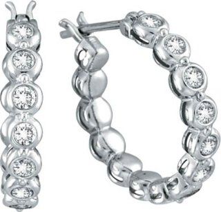 Diamond Bezel Set Hoop Earrings Jewelry