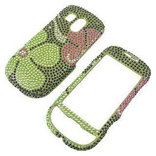 Rhinestones Shield Protector Case for Samsung Caliber SCH R850, Green Daisy Full Diamond Cell Phones & Accessories