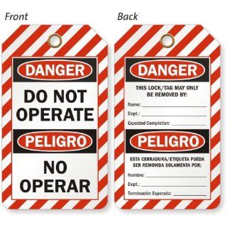 Do Not Operate / No Operar, Sealed 30 mil Plastic, Grommet, 25 Tags / Pack, 5.875" x 3.375"  Blank Labeling Tags 