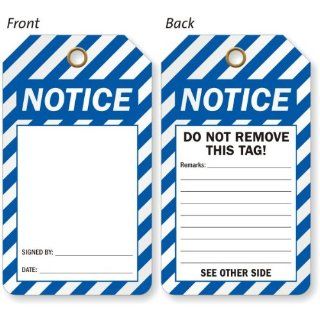 OSHA Notice [Front] / Do Not Remove, Vinyl 15 mil Plastic, Eyelet, 10 Tags / Pack, 5.875" x 3.375"  Blank Labeling Tags 