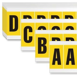 Vinyl Cloth 1 Inch character height, black on yellow, A Z Letter Kit, 26 Cards / Kit, 0.875" x 1.5"  