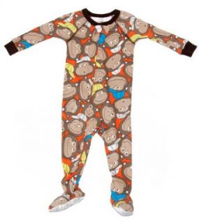 Carter's Snug Fit 100% Cotton Monkey with Baseball Caps Footed Sleeper Pajamas. Brown. 12 Months. Infant And Toddler Sleepers Clothing