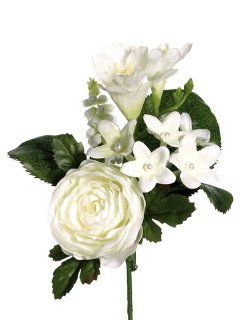Silk Plants Direct Stephanotis, Ranunculus and Pearl Hyacinth Corsage (Pack of 36)   Cream   Artificial Flowers