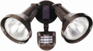 Designers Edge L976BR Outdoor Flood Light Fixture, Two Socket with Motion Sensor, Bronze    