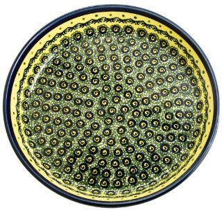 Bunzlauer Polish Pottery 879 DU1 Traditional Pie Plate, Yellow with Blue and Green Kitchen & Dining