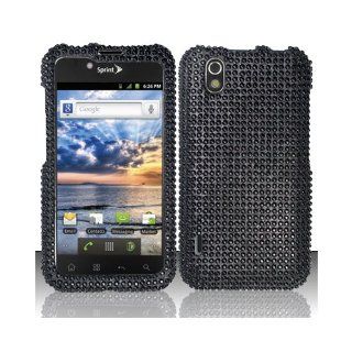 Black Bling Gem Jeweled Crystal Cover Case for LG Ignite 855 Marquee LS855 Sprint LG855 Boost L85C NET10 Straight Talk Optimus Black P970 L85C Majestic US855 US Cellular Cell Phones & Accessories