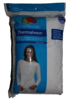 Ladies Fruit Of The Loom White Thermalwear Top Thermal Underwear Tops
