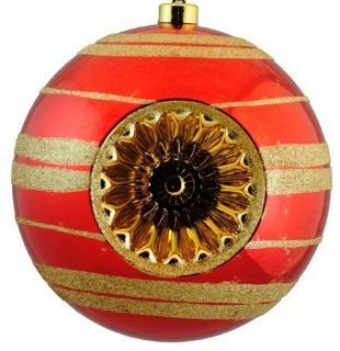 8" Red And Gold Plastic Reflector Ornament [Office Product]  Christmas Ball Ornaments  