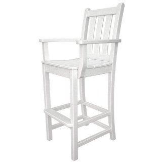 Polywood Traditional Garden Bar Height Arm Chair in White  Armchairs  Patio, Lawn & Garden