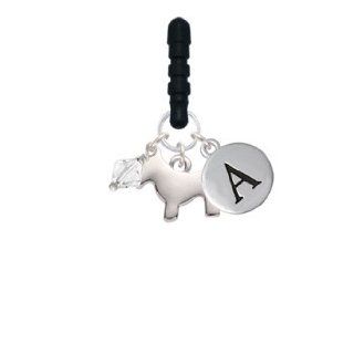 Scottie Dog Initial Phone Candy Charm Silver Pebble Initial A Cell Phones & Accessories
