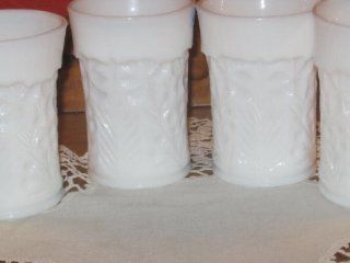 Set of 4 Dogwood Tumbler Juice Glass in White Milk Glass Iced Tea Glasses Kitchen & Dining