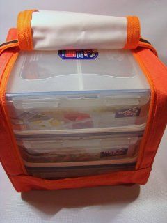 Lock & Lock HPL858SO Lunch Box Bag w/3 Airtight Storage Stackable Containers Orange Reusable Lunch Bags Kitchen & Dining