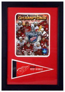Detroit Red Wings World Champion Photograph with Team Pennant in a 12" x 18" Deluxe Photograph Frame  Sports & Outdoors