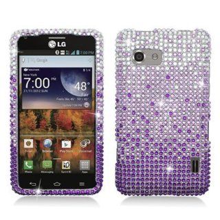 LG Mach LS860 [Sprint, Boost Mobile] Full Diamond Bling Hard Shell Case (Waterfall   Purple) Cell Phones & Accessories