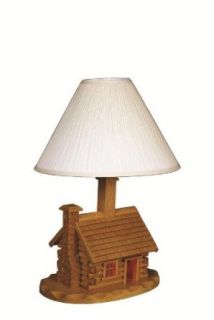 Amish Log Cabin Lamp with Shade   Table Lamps  