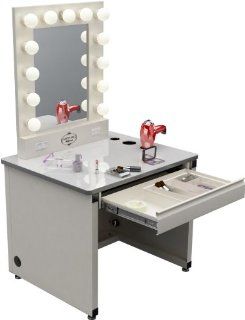 Broadway Lighted Vanity Desk 36'' x 30"   Gloss White   Vanity Mirrors