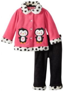 Young Hearts Baby Girls Infant 2 Piece Polka Dot Bird Jacket And Pant Clothing