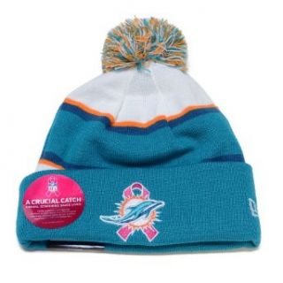 Miami Dolphins New Era 2013 NFL Sideline Breast Cancer Awareness Knit Hat  Sports Fan Novelty Headwear  Clothing