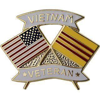 American and Vietnam Veteran Crossed Flags 1 1/8" Lapel Pin 