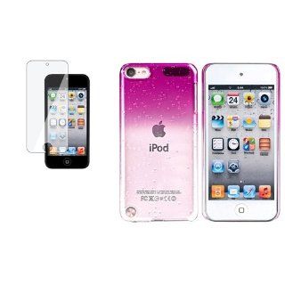 CommonByte Clear Hot Pink Waterdrop Case+Reusable LCD Protector For iPod Touch 5 5G 5th Gen   Players & Accessories