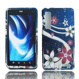 For Verizon Notorola Droid 3 Xt862 Accessory   Blue Flower Design Hard Case Proctor Cover + Lf Stylus Pen Cell Phones & Accessories