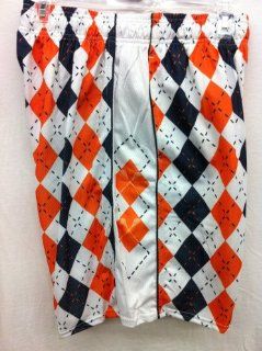 Flow Society Authentic Lacrosse Gear Argyle Navy/Orange Lax Mesh Short Adult Large  Sporting Goods  Sports & Outdoors