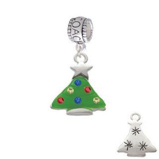 Green Resin Christmas Tree with Crystals Coach Charm Bead Delight & Co. Jewelry