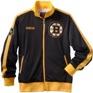 NHL Men's Boston Bruins Track Jacket (Black, Small)  Sports Fan Outerwear Jackets  Clothing