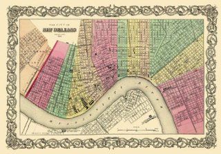 Historic City Maps   NEW ORLEANS LOUISIANA (LA/BELLEVILLE) 1855 MAP   Glossy Satin Paper   Prints