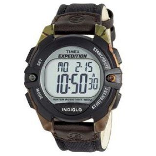 Timex H7Y863 Mens Black/Camouflage Digital Expedition Sport Watch with Black Nylon and Genuine Leather Strap Timex Watches