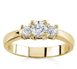 18k Yellow Gold Three Stone Diamond Ring (G/VS2, 1/2 ct. tw.) Jewelry