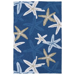 Handmade Luau Blue Starfish Indoor/ Outdoor Rug (5 X 76)