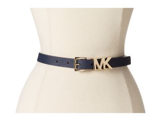 MICHAEL Michael Kors 20mm Saffiano Belt with/ Graphic MK Logo Loop Womens Belts (Navy)