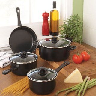 Gibson Home 83681.07 Cuisine Select Chef Du Jour 7 Piece Cookware Set, Black Kitchen & Dining