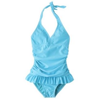 Girls 1 Piece Skirted Swimsuit   Turquoise S