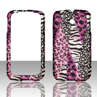 2D Pink Safari Huawei Ascend II 2 M865 / Prism Cricket, U.S. Cellular, T Mobile Hard Case Snap on Rubberized Touch Case Cover Faceplates Cell Phones & Accessories
