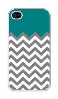 Chevron Pattern White Gray Teal RUBBER iphone 4, iphone 4S case   Fits iphone 4/4S T Mobile, AT&T, Sprint, Verizon and International Cell Phones & Accessories