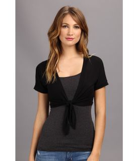 Christin Michaels Front Tie Short Cardigan Womens Sweater (Black)