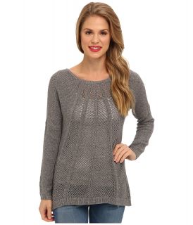 NIC+ZOE Radiating Texture Top Womens Sweater (Gray)