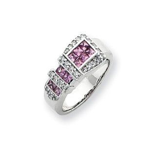 14k White Gold Diamond & Pink Sapphire Diamond quality AA (I1 clarity, G I color) Jewelry
